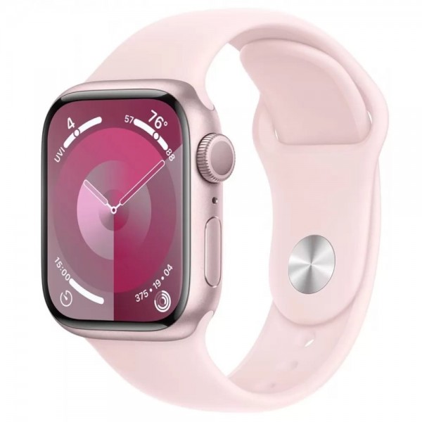 Apple Watch Series 9 GPS 45mm Pink Aluminum Case with Light Pink Sport Band (MR9H3) M/L