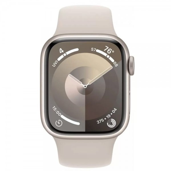 Apple Watch Series 9 GPS 45mm Starlight Aluminum Case with Starlight Sport Band (MR963) S/M