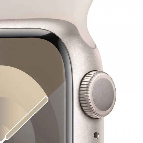 Apple Watch Series 9 GPS 41mm Starlight Aluminum Case with Starlight Sport Band (MR8U3) M/L