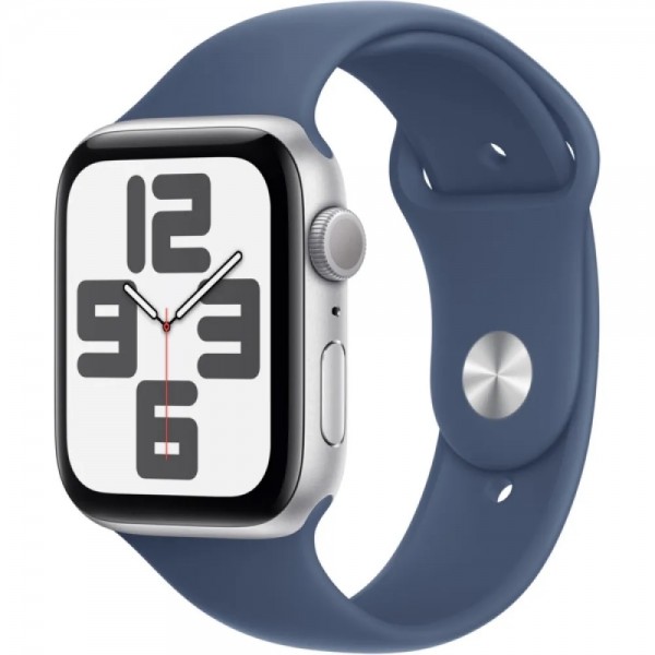 Apple Watch SE 2 2024 GPS 40mm Silver Aluminum Case with Denim Sport Band S/M (MXEC3)