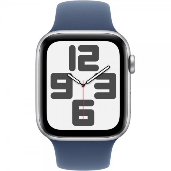 Apple Watch SE 2 2024 GPS 40mm Silver Aluminum Case with Denim Sport Band S/M (MXEC3)