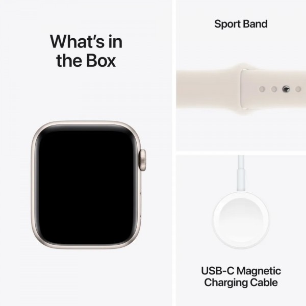 Apple Watch SE 2 2024 GPS 44mm Starlight Aluminum Case with Starlight Sport Band M/L (MXEV3)