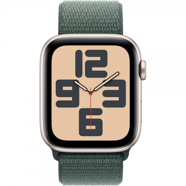 Apple Watch SE 2 2024 GPS 44mm Starlight Aluminum Case with Lake Green Sport Loop (MXEW3)