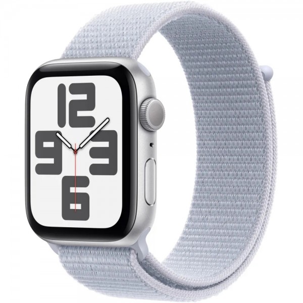 Apple Watch SE 2 2024 GPS 44mm Silver Aluminum Case with Blue Cloud Sport Loop (MXET3)