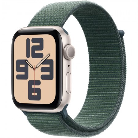 Apple Watch SE 2 2024 GPS 40mm Starlight Aluminum Case with Lake Green Sport Loop (MXEH3)