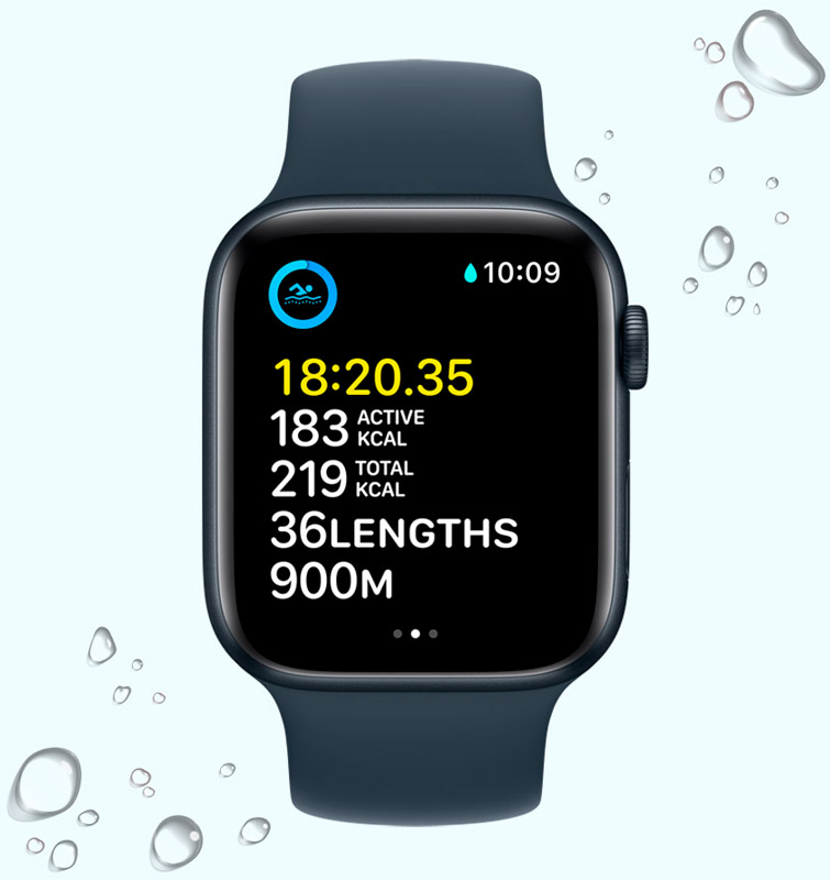 Водонепроникність Apple Watch SE 2 GPS 40mm Midnight Aluminum Case with Midnight Sport Band (MNJT3) | znayomi.com