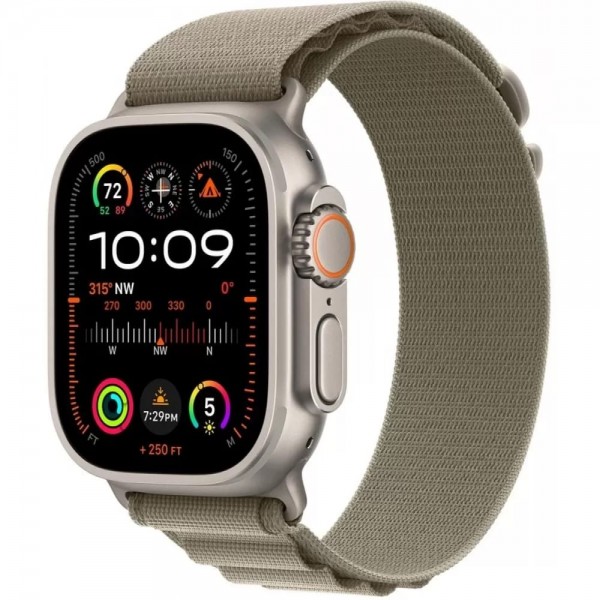 Apple Watch Ultra 2 GPS + Cellular 49mm Titanium Case with Olive Alpine Loop (MREX3/MRFH3) Small