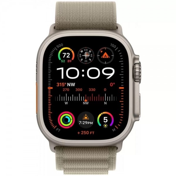 Apple Watch Ultra 2 GPS + Cellular 49mm Titanium Case with Olive Alpine Loop (MREY3/MRFJ3) Medium