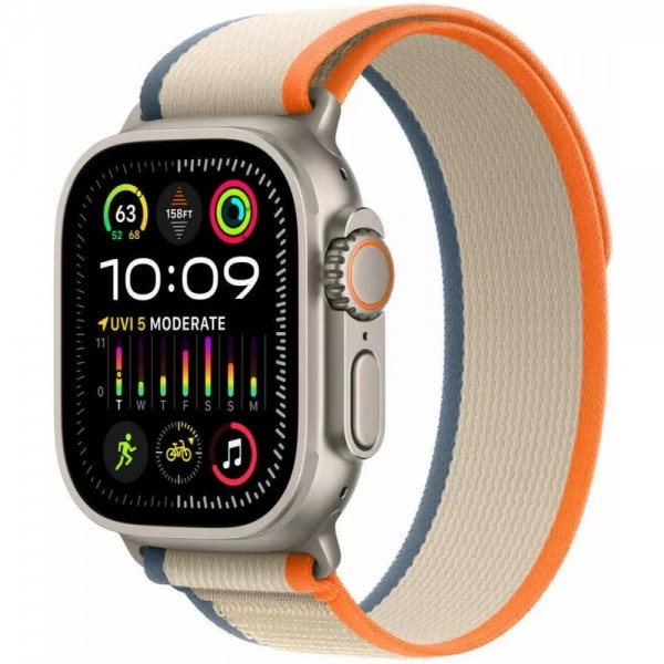 Apple Watch Ultra 2 GPS + Cellular 49mm Titanium Case with Orange/Beige Trail Loop (MRF13) S/M