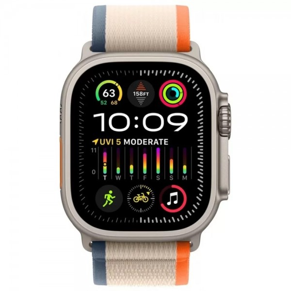 Apple Watch Ultra 2 GPS + Cellular 49mm Titanium Case with Orange/Beige Trail Loop (MRF13) S/M