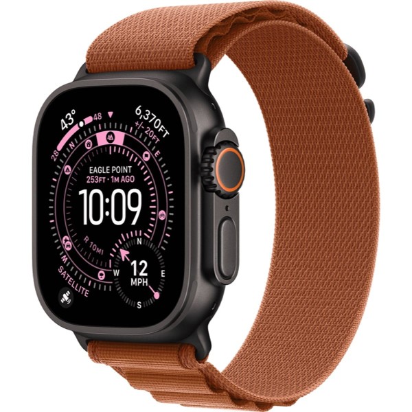  Apple Watch Ultra 3 GPS 49mm Black Titanium Case with Terra Cotta Alpine Loop - Large (MF254+MG9F4)