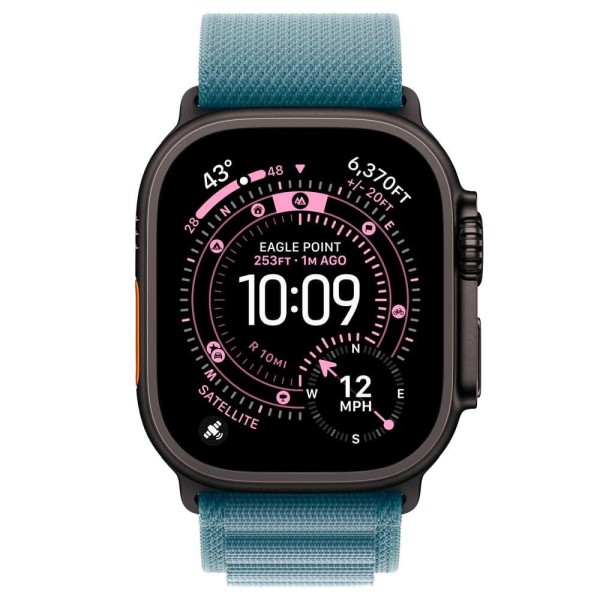 Apple Watch Ultra 3 GPS 49mm Black Titanium Case with Light Blue Alpine Loop - Small (MF254/MG9K4)