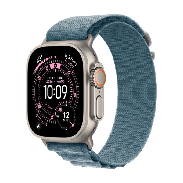  Apple Watch Ultra 3 GPS 49mm Natural Titanium Case with Light Blue Alpine Loop - Small (MEWK4)