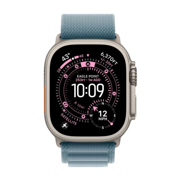  Apple Watch Ultra 3 GPS 49mm Natural Titanium Case with Light Blue Alpine Loop - Small (MEWK4)
