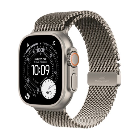Apple Watch Ultra 3 GPS 49mm Natural Titanium Case with Natural Titanium Milanese Loop - Large (MF0E4)
