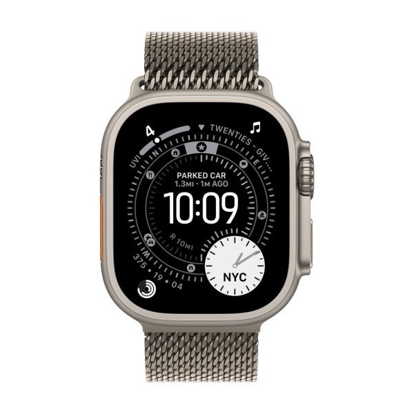 Apple Watch Ultra 3 GPS 49mm Natural Titanium Case with Natural Titanium Milanese Loop - Large (MF0E4)