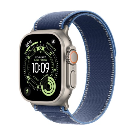  Apple Watch Ultra 3 GPS 49mm Natural Titanium Case with Blue/Bright Blue Trail Loop - S/M (MEWR4)