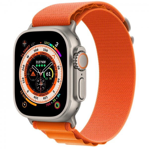 Apple Watch Ultra GPS + Cellular 49mm Titanium Case with Orange Alpine Loop (MQEU3/MQFL3) Medium