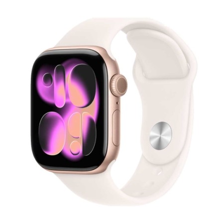 Apple Watch Series 11 GPS  46mm Rose Gold  Aluminium  Case with Light Blush Sport Band  (MEV74) M/L