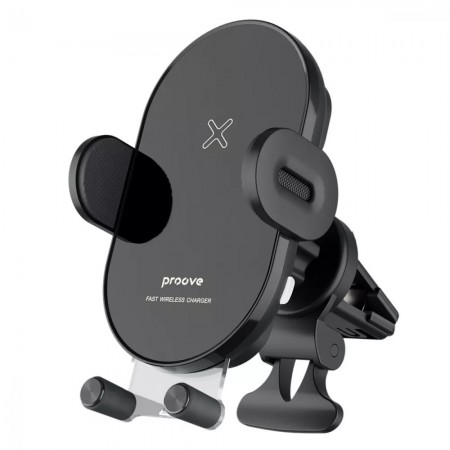 Тримач в автомобіль з бездротовою зарядкою Proove Rounded Energy 15W (Black)