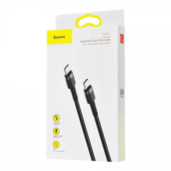 Кабель Baseus Cafule Type-C to Type-C PD 2.0 60W (Gray/Black)