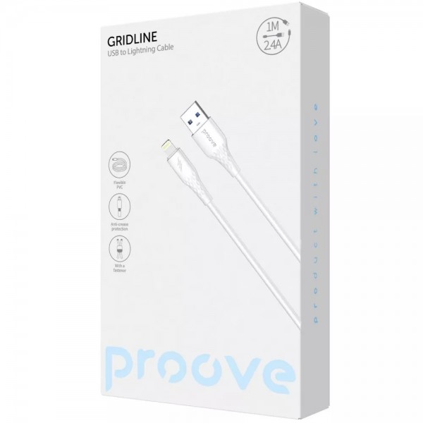 Lightning-кабель Proove GridLine 2.4A 1 м (White)