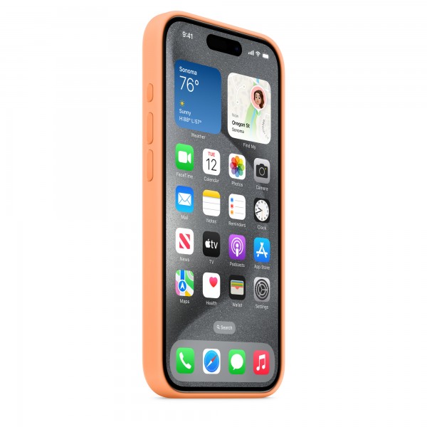 Silicone Case with Magsafe для iPhone 15 Pro (Orange Sorbet)