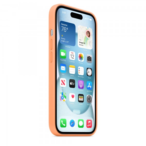 Silicone Case with Magsafe для iPhone 15 (Orange Sorbet)