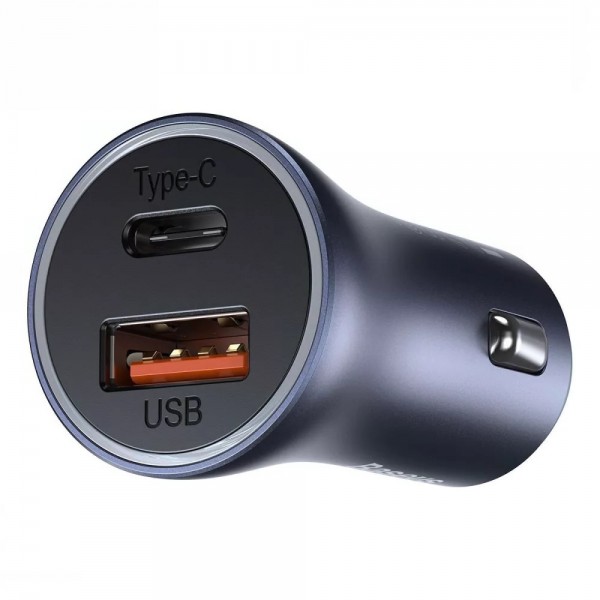 Автомобільний зарядний пристрій Baseus Golden Contactor Pro 40W USB + Type-C + Cable Type-C 5A 1m (Dark gray)