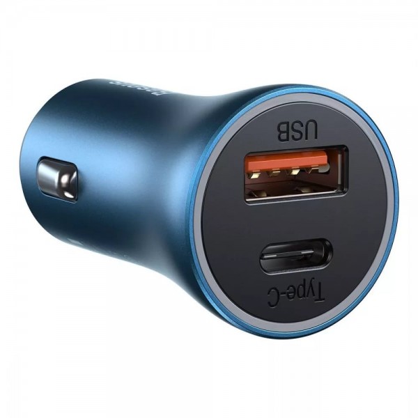 Автомобильное зарядное устройство Baseus Golden Contactor Pro 40W USB + Type-C (Blue)