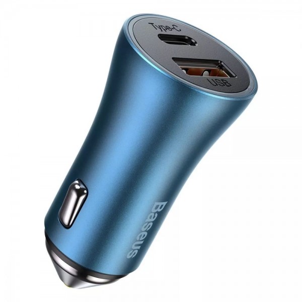 Автомобільний зарядний пристрій Baseus Golden Contactor Pro 40W USB + Type-C (Blue)