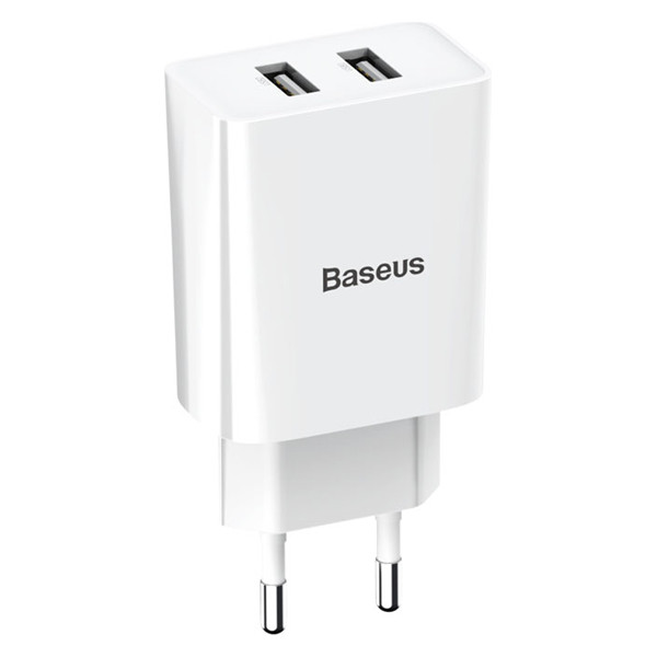 Мережевий адаптер Baseus Speed Mini Dual U Charger 10.5W (2 USB) Білий