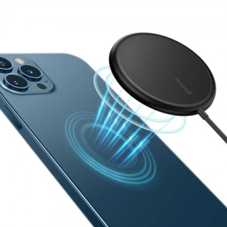 Бездротовий зарядний пристрій Baseus Simple Mini Magnetic 15W Black (WXJK-F01)