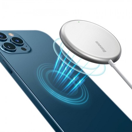 Бездротовий зарядний пристрій Baseus Simple Mini Magnetic 15W White (WXJK-F02)