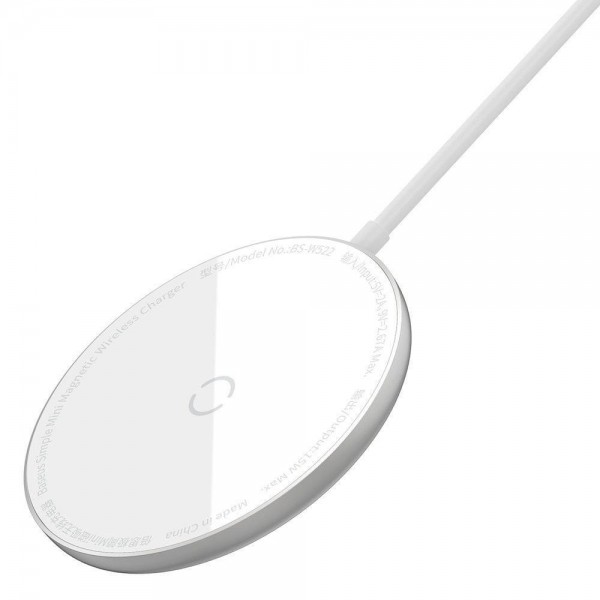 Бездротовий зарядний пристрій Baseus Simple Mini Magnetic 15W White (WXJK-F02)