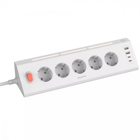 Мережевий фільтр Proove Prism Socket (5xAC + 2xType-C + 2xUSB) 1.6m (Білий)