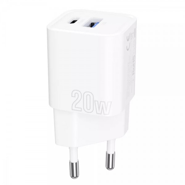 Мережевий зарядний пристрій Proove Silicone Power Plus 20W Type-C + USB (Білий)