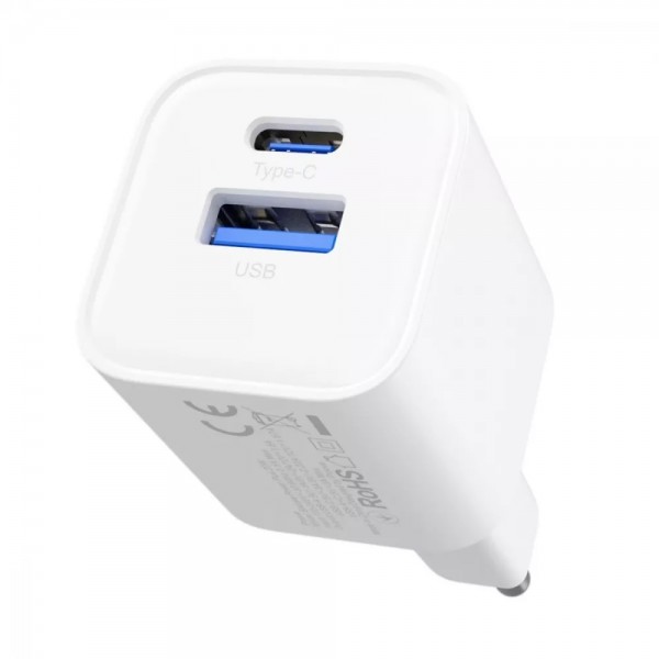 Мережевий зарядний пристрій Proove Silicone Power Plus 20W Type-C + USB (Білий)