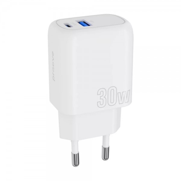 Мережевий зарядний пристрій Proove Silicone Power Plus 30W Type-C + USB (Білий)