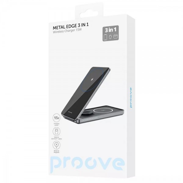 Беспроводное зарядное устройство Proove Metal Edge 3 in 1 (Gray)