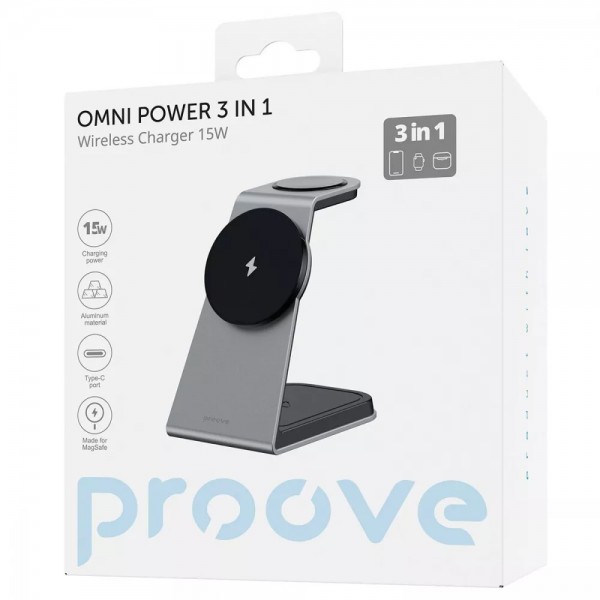 Беспроводное зарядное устройство Proove Omni Power 3 in 1 (Gray)