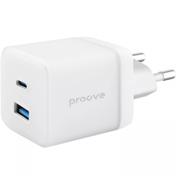 Сетевое зарядное устройство Proove Pure GaN Plus 30W Type-C + USB (Белый)