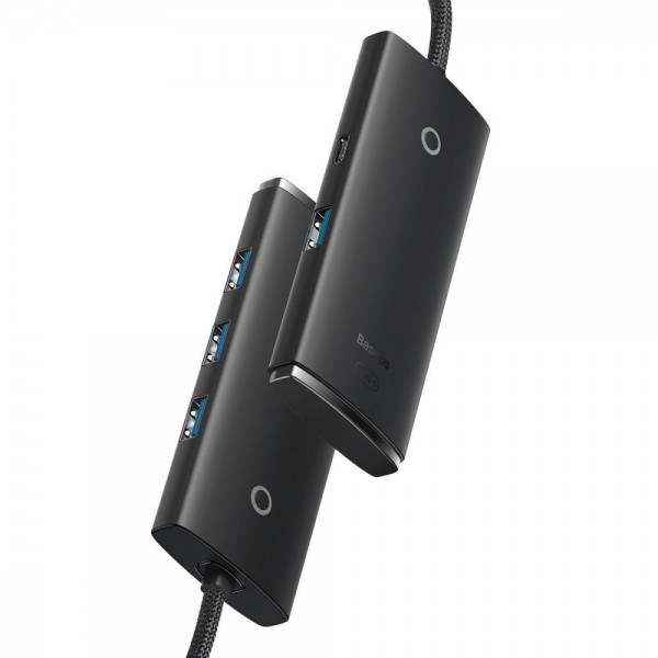 Хаб Baseus Lite Series 4 in 1 (4 USB 3.0 to USB-C) 1m (Black)