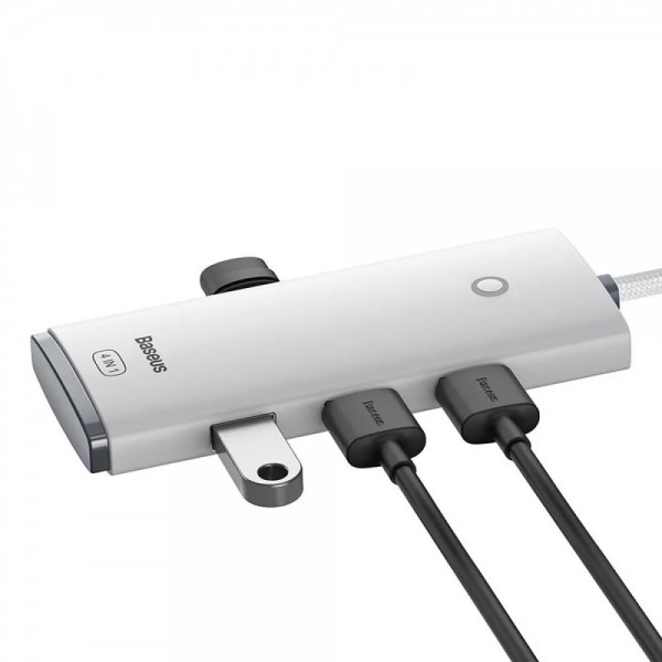 Хаб Baseus Lite Series 4 in 1 (4 USB 3.0 to USB-C) 0.25m (White)
