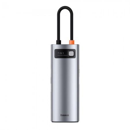 Хаб Baseus Metal Gleam Series 7-in-1 Type-C (2xUSB3.0 + 4KHD + Type-C + Type-C PD + TF + SD) Gray