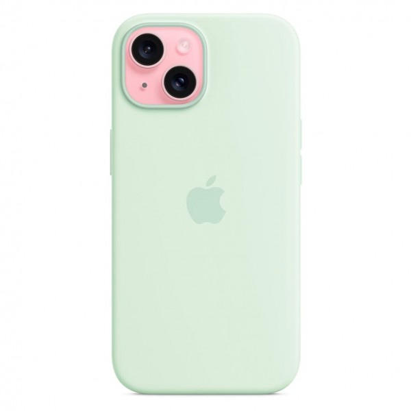 Silicone Case with Magsafe для iPhone 15 (Soft Mint)