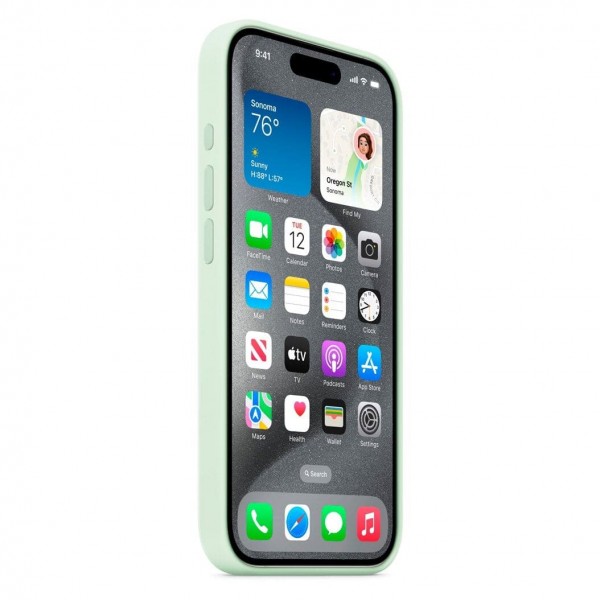 Silicone Case with Magsafe для iPhone 15 Pro (Soft Mint)