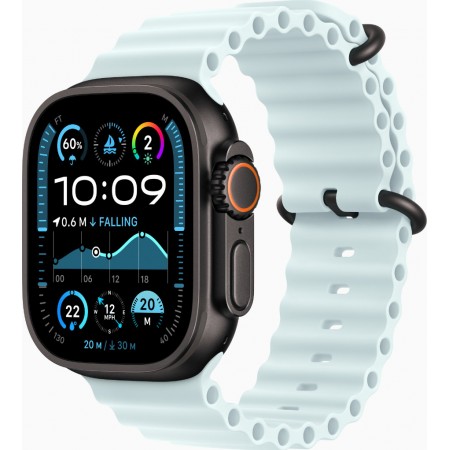 Apple Watch Ultra 2 GPS + Cellular 49mm Black Titanium Case with Ice Blue Ocean Band (MYTC3/MYP83)