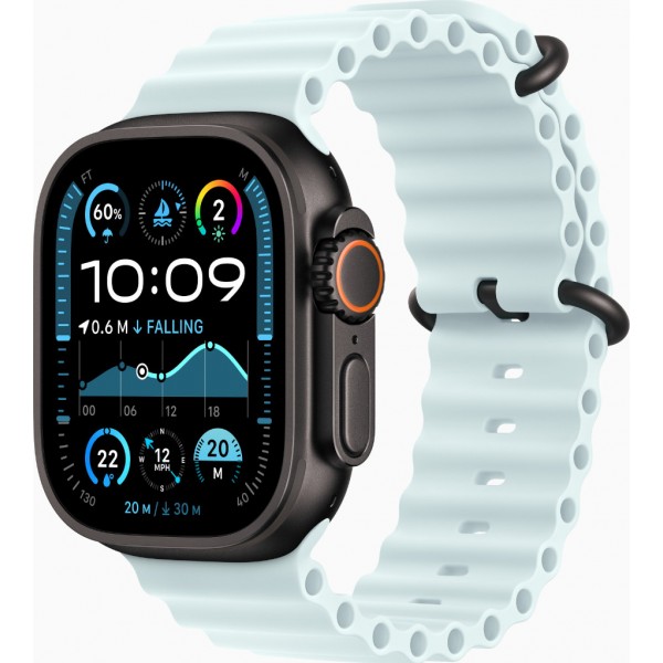 Apple Watch Ultra 2 GPS + Cellular 49mm Black Titanium Case with Ice Blue Ocean Band (MYTC3/MYP83)
