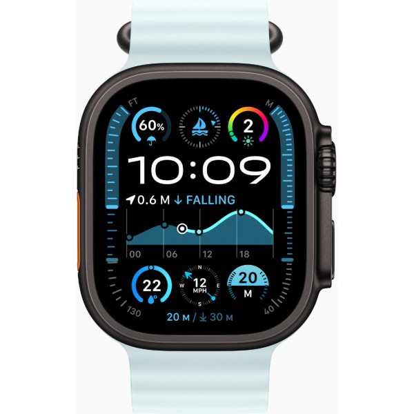 Apple Watch Ultra 2 GPS + Cellular 49mm Black Titanium Case with Ice Blue Ocean Band (MYTC3/MYP83)